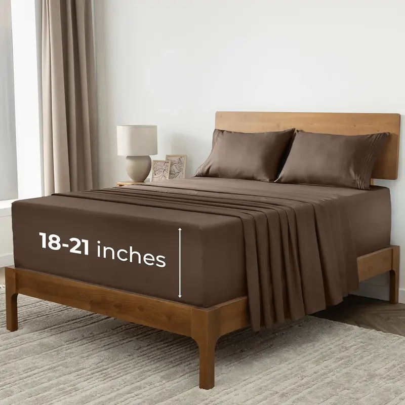 Mellanni Extra-Deep Sheet Set - 4-pc Iconic Collection with 21 Pocket - Soft, Breathable, Cooling & Machine Washable