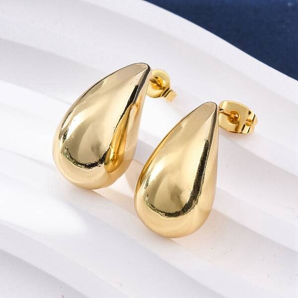 Teardrop Brass Stud Earrings