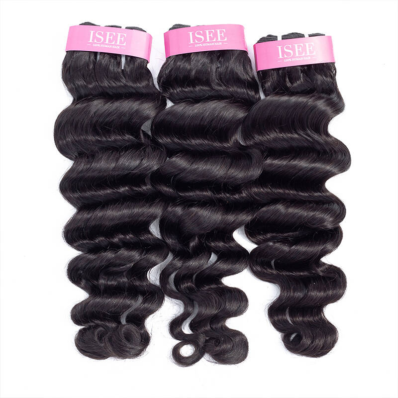 ISEE HAIR Hollywood Wave Bundles with Closure Deal 10A Grade 100% Human Virgin Hair
