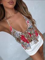 Women's Floral Print Cami Top, Casual Sleeveless Spaghetti Strap Top for Holiday Vacation, Ladies Clothes for Summer, Womensw...