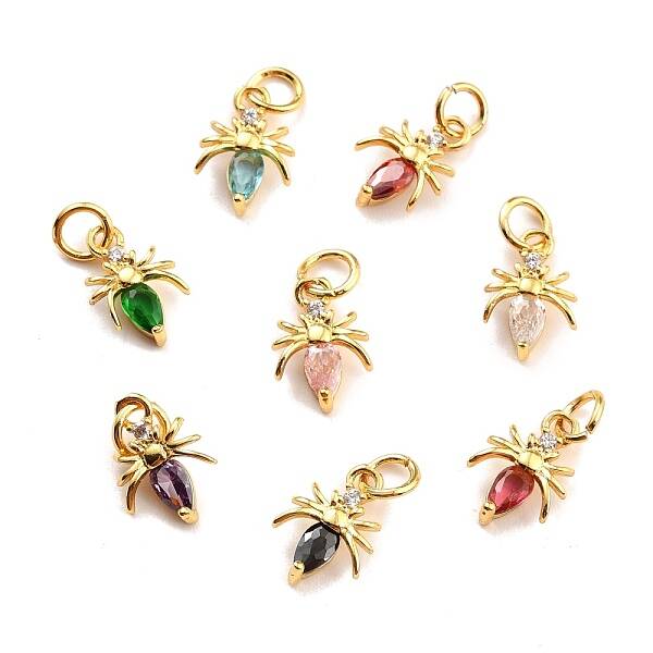 Brass Micro Pave Cubic Zirconia Charms