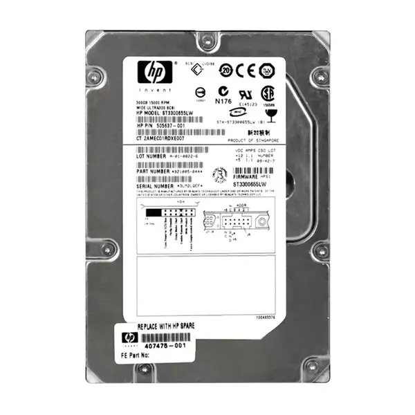 407475R-001 HP 300GB Ultra-320 SCSI 10000 3.5-inch 8MB Hard Drive