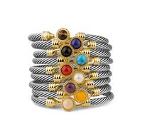 Aprilery Fashionable Adjustable Cuff Bracelet – Unique Mixed Metal Jewelry Bangle with Hook Clasp, Chic Fashion Bracelet fo...