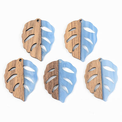 Opaque Resin & Walnut Wood Pendants