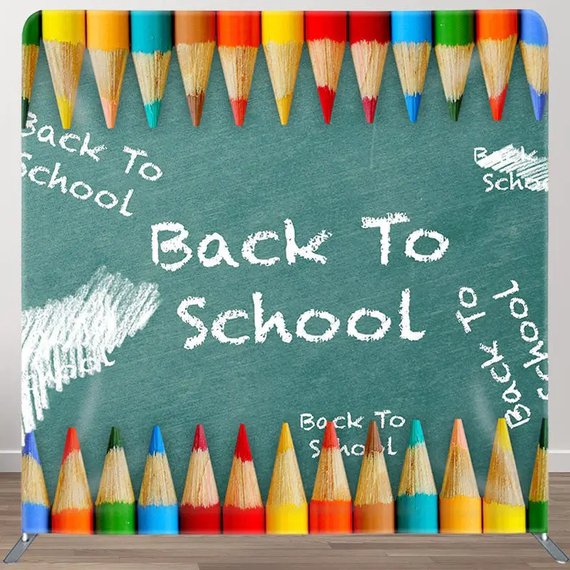 Aperturee Back To School Crayon Fabric Backdrop Cover for Party - Aperturee