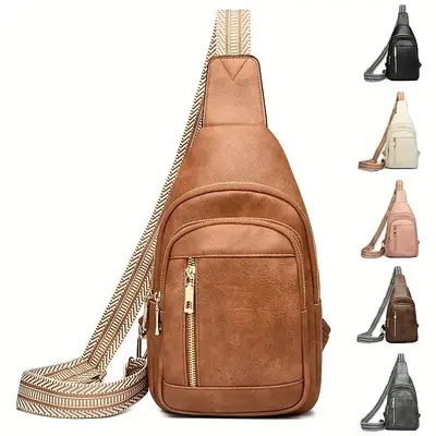 Maxoner Minimalist Women's Chest Bag, New Multi-layer Large Capacity Chest Backpack, Outdoor Leisure Crossbody Bag Purse Lea...