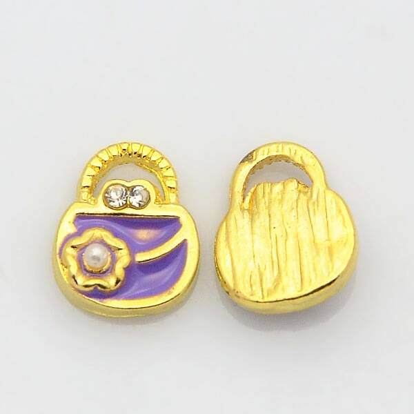 Golden Tone Alloy Rhinestone Enamel Cabochons