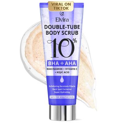 Elvira KP Bump Eraser Foot & Body Scrub, Exfoliating Scrub for Keratosis Pilaris, Smooth Skin with 10% AHA BHA & Niacina