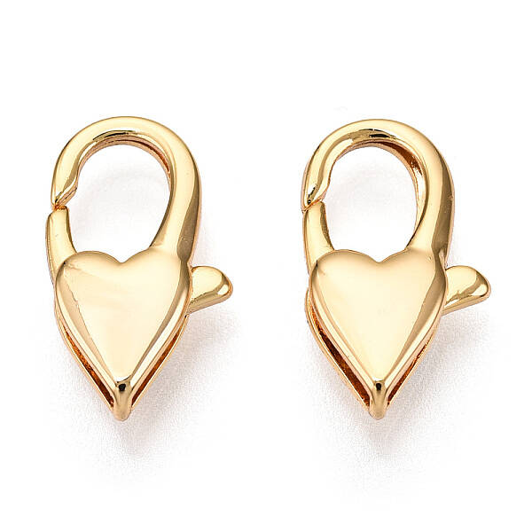 Brass Heart Lobster Claw Clasps