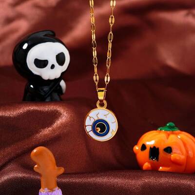 Halloween Stainless Steel Enamel Pendant Necklaces