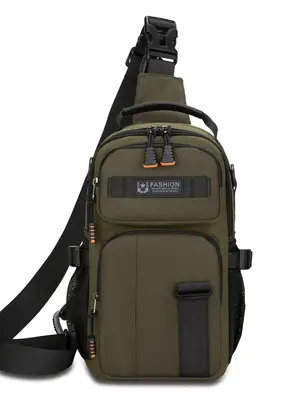 Men's Casual Plain Durable Zipper Belt Bag, Multi-pocket Wear-resistant Commuting Chest Bag, Fashionable Outdoor Cycling Wais...