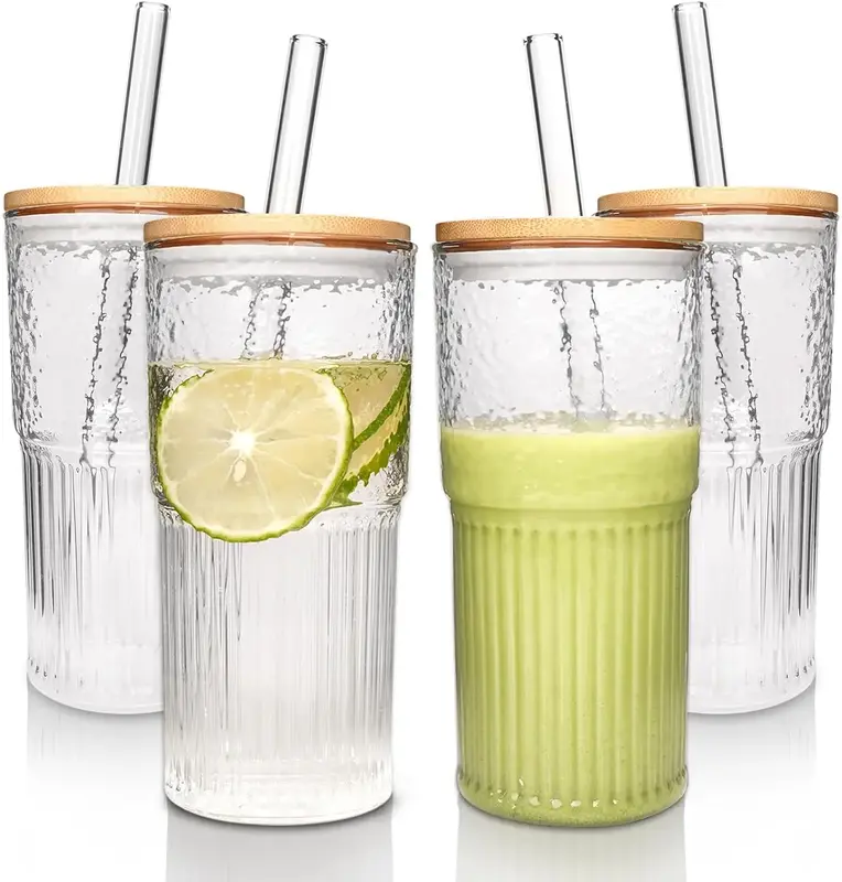 Mason Life 22oz Glass Cups with Lids and Straws - Christmas Gifts for Women Coffee Cups Gifts for Women Drinking Glasses Iced...