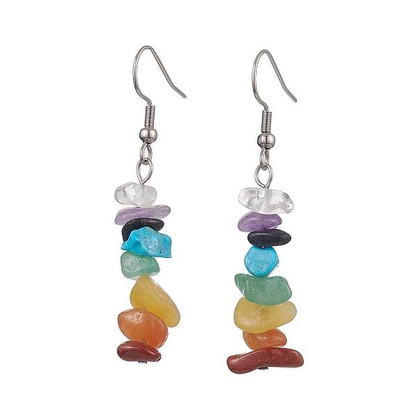 Natural Mixed Stone & Synthetic Turquoise Dangle Earrings