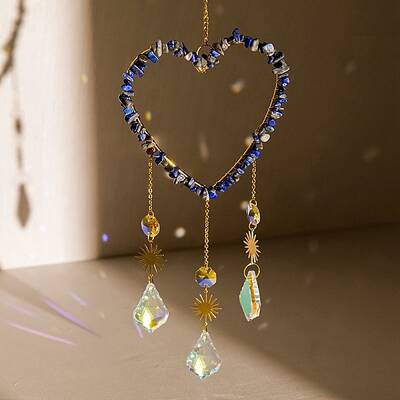 Heart Natural Lapis Lazuli Chips Hanging Ornaments