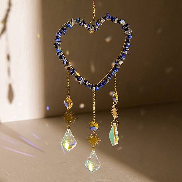 Heart Natural Lapis Lazuli Chips Hanging Ornaments