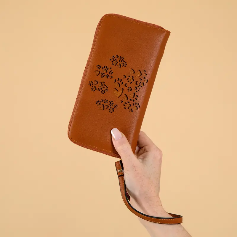 Pawfect Heart Cut-Out Wallet Wristlet - Black