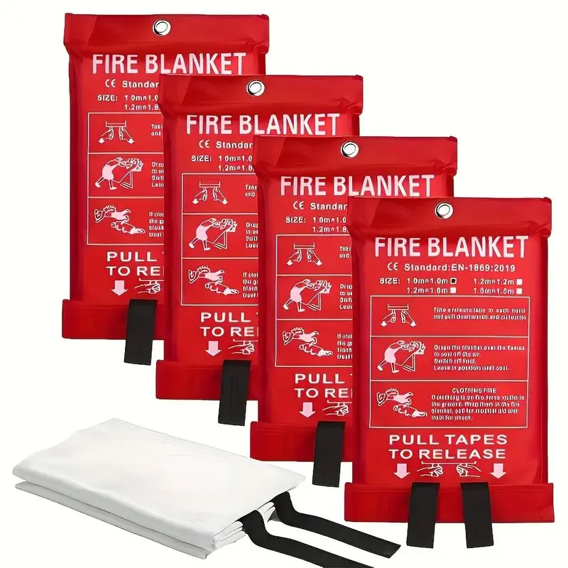 Emergency Fire Blanket, Fiberglass Flame Retardant Safety Blanket for Home, Kitchen, School, Car, BBQ, Office & Warehouse