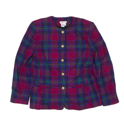 TALBOTS Blazer Jacket Red Wool 90s Plaid Womens S