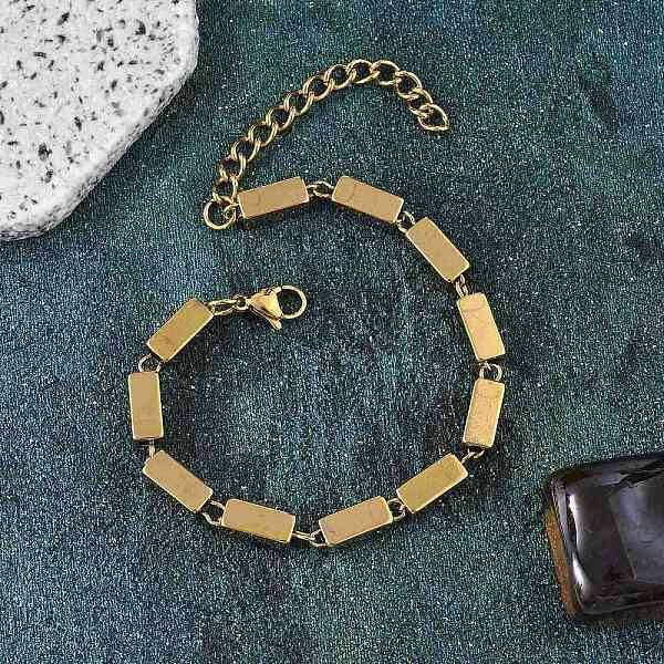 304 Stainless Steel Cuboid Link Chain Bracelets for Women