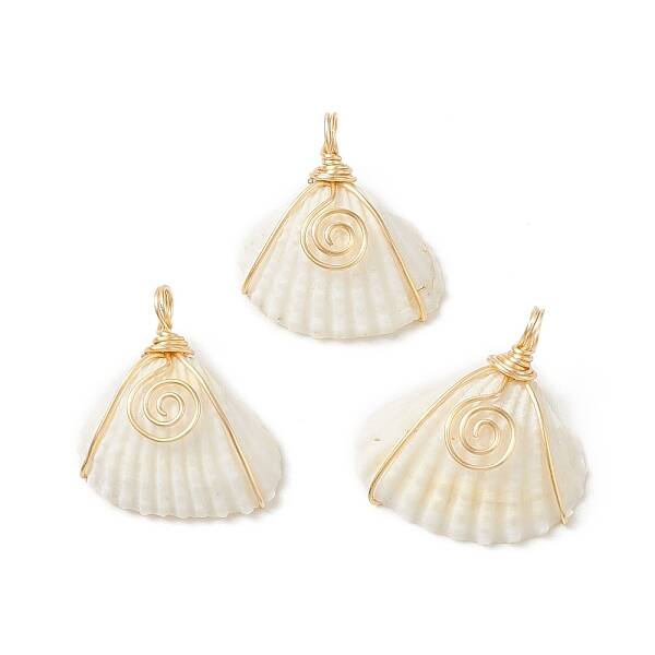 Natural Spiral Shell Copper Wire Wrapped Pendants