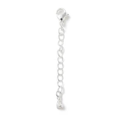 Brass Micro Pave Clear Cubic Zirconia Chain Extender