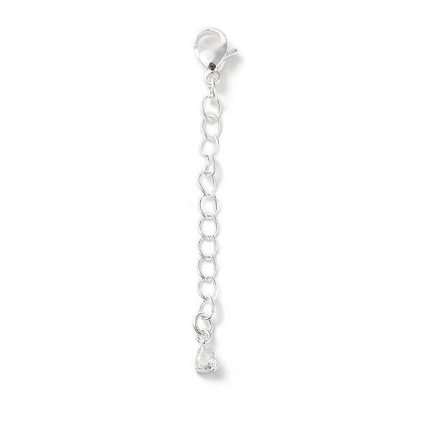Brass Micro Pave Clear Cubic Zirconia Chain Extender