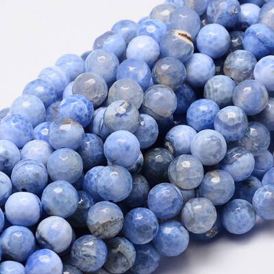 Dyed Natural Agate Faceted Round Beads Strands
