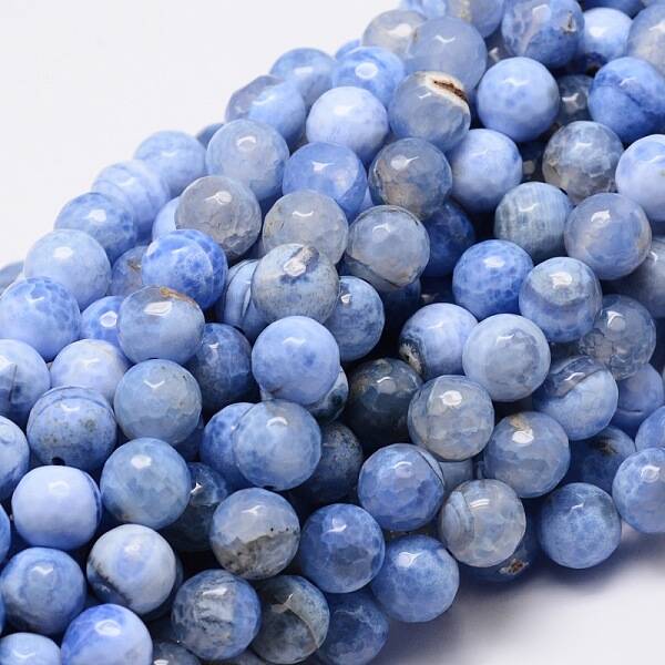 Dyed Natural Agate Faceted Round Beads Strands