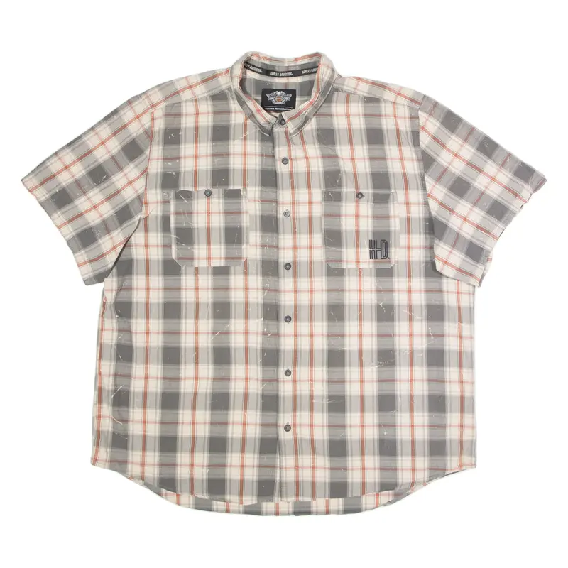 HARLEY DAVIDSON Mens Shirt Grey Check 3XL