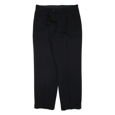 CALVIN COOPER Pleated Womens Trousers Black Regular Tapered Wool W32 L28