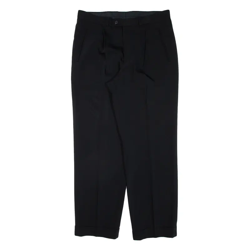 CALVIN COOPER Pleated Womens Trousers Black Regular Tapered Wool W32 L28