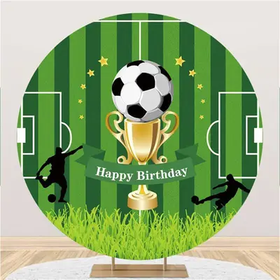 Aperturee Circle Soccer And Glassland Birthday Backdrop
