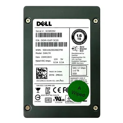 Dell 02M61G | 1.6TB Multi-Level Cell SAS 12Gb/s Hot-Pluggable 2.5-Inch Solid State Drive for PowerEdge Servers