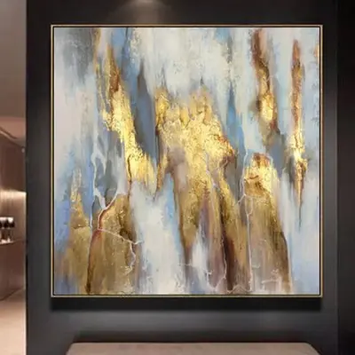 Original Abstract Gold Leaf Art Acrylic Paintings On Canvas Wall Decor | LIGHT MAGIC