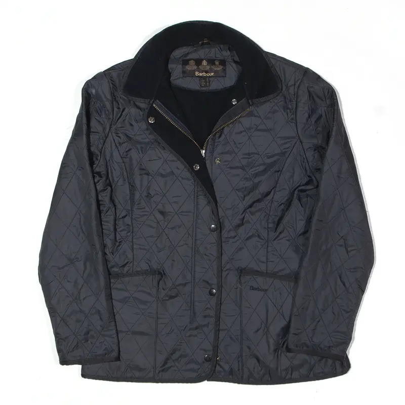 BARBOUR Fleece Lined Quilted Jacket Blue Womens UK 12
