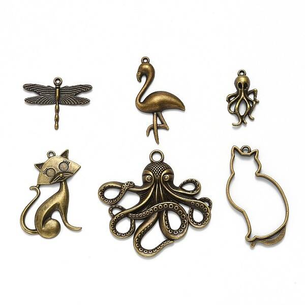 Tibetan Style Alloy Animal Pendants