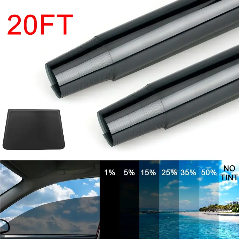 600CM 20 x 20FT Uncut Car Window Tint Film Roll 1%/5%/15 %/25%/35 %/50% VLT Car Home Office Glass rear, Car Sun shade Vehic...