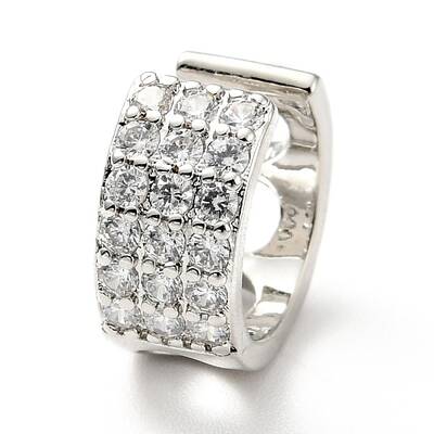 Clear Cubic Zirconia C-Shaped Chunky Cuff Earrings