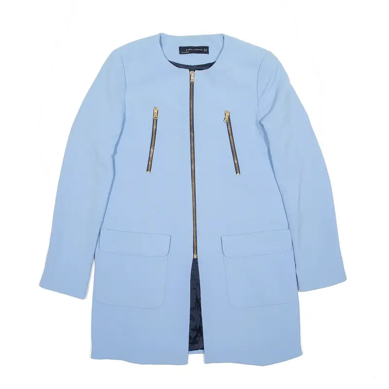 ZARA WOMAN Overcoat Jacket Blue Womens XS