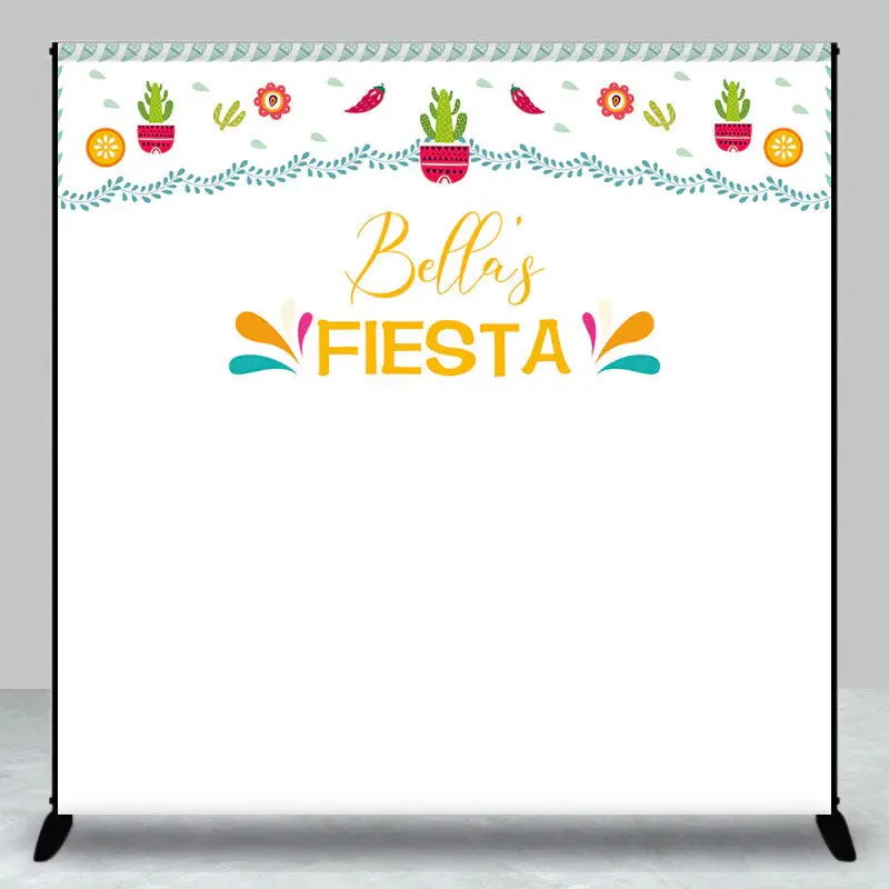 Custom Fiesta Birthday Photo Booth Backdrop For Lady