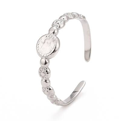 Non-Tarnish 304 Stainless Steel Flat Round Open Cuff Ring for Women