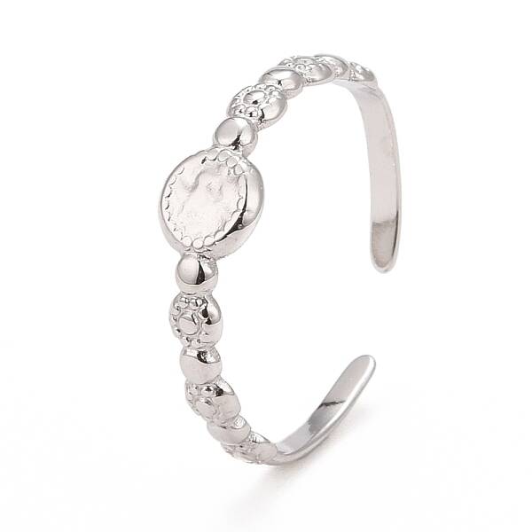 Non-Tarnish 304 Stainless Steel Flat Round Open Cuff Ring for Women
