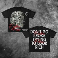 Vintage Graphic Don't Go Broke Trying To Look Rich Cotton Short Sleeve T-Shirt for Men - Top Tees Menswear Streetwear Tropica...
