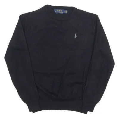 POLO RALPH LAUREN Boys Jumper Black Crew Neck Tight Knit S
