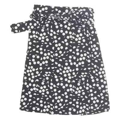 PARIS Belted Womens A-Line Skirt Black Midi Polka Dot M