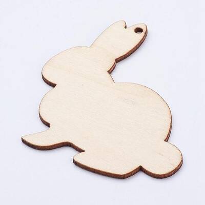 Undyed Wood Blank Tag Big Bunny Pendants