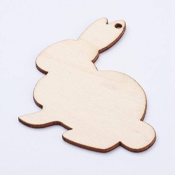 Undyed Wood Blank Tag Big Bunny Pendants