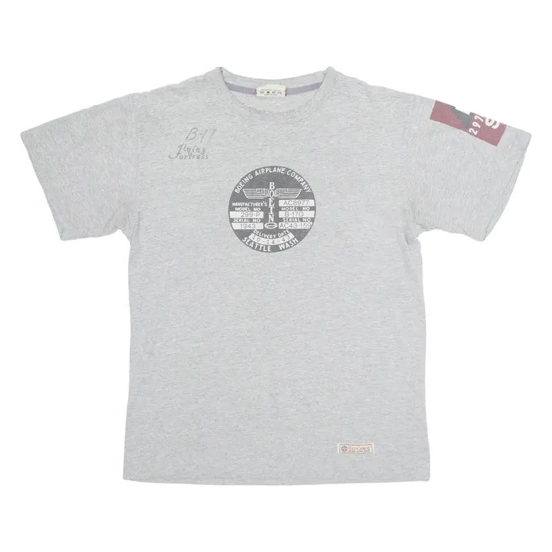 RED CANOE Boeing Airplane Company Mens T-Shirt Grey 90s USA M