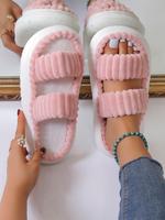 Minimalist Fluffy Home Slippers, Open Toe Bedroom Sandals for Gifts, Casual Soft Slipper, Elegant Slippers, Indoor Slipper, B...