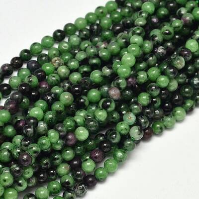 Natural Round Ruby in Zoisite Bead Strands